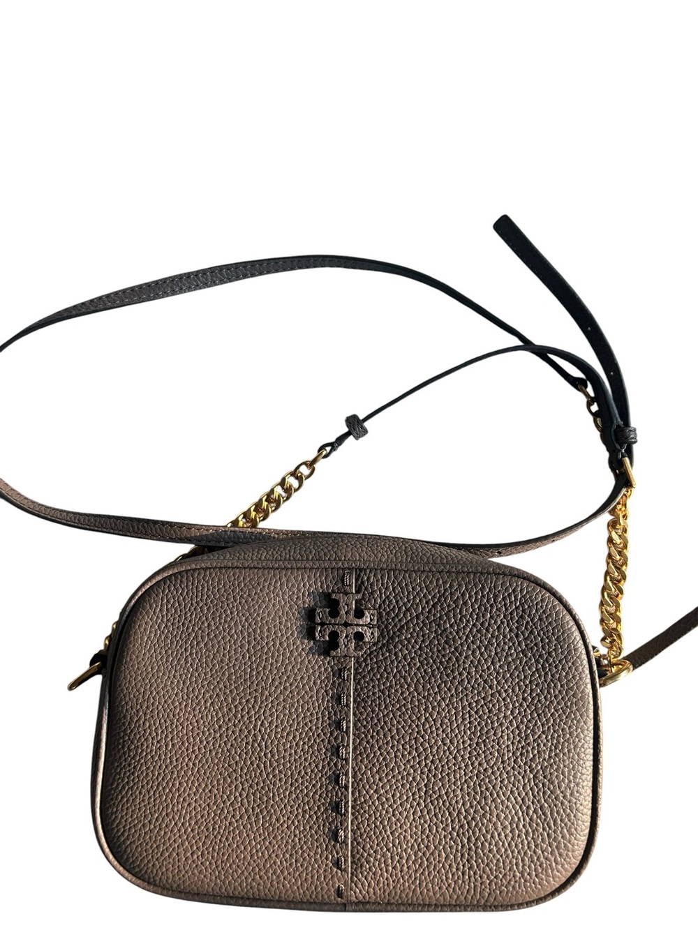 Tory Burch Women's Taupe Mcgraw  Pebbled Leather Camera Bag